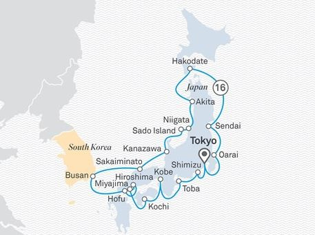 Map of Circumnavigation of Japan 2025