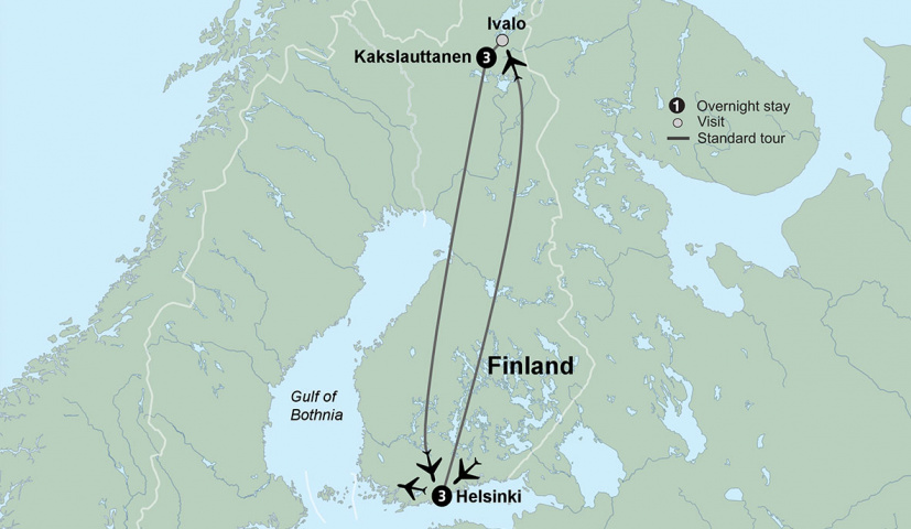 Map of The Northern Lights of Finland