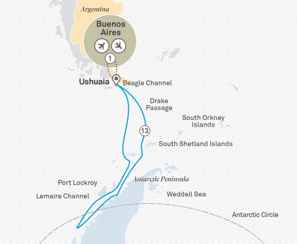 Map of Antarctica in Depth on Scenic Eclipse