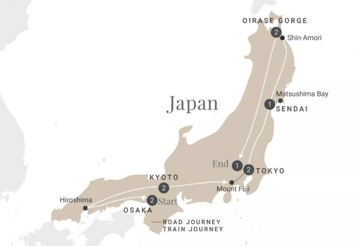 Map of Majestic Japan with Luxury Gold