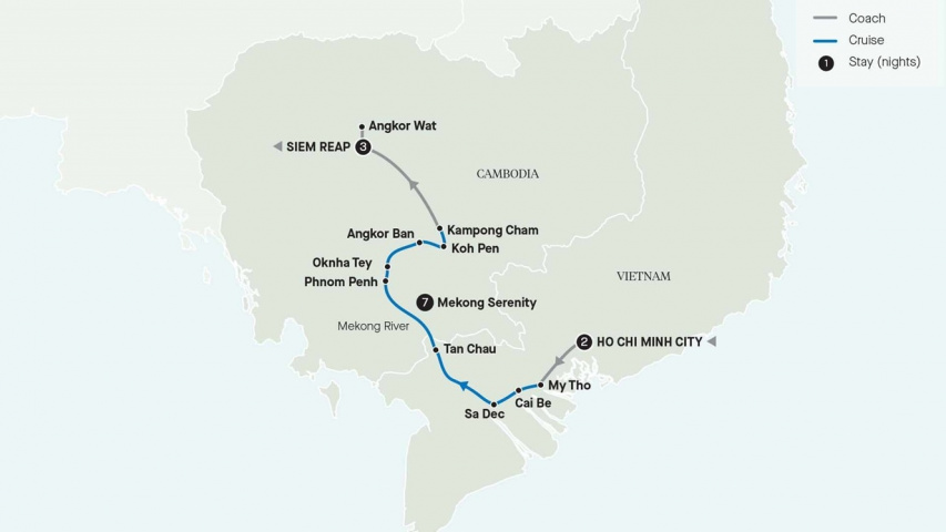 Map of Vietnam & Cambodia Highlights