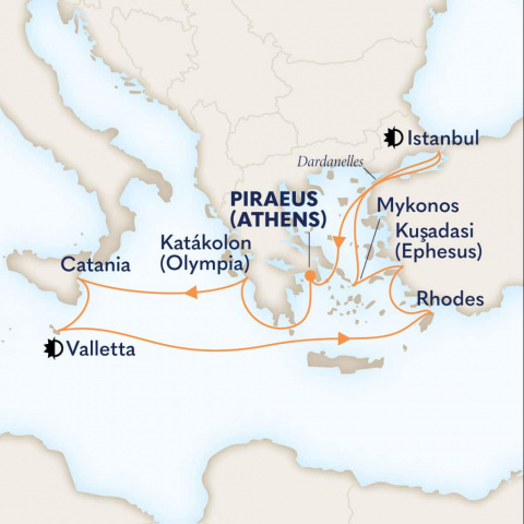 Map of Malta, Sicily & Aegean Jewels