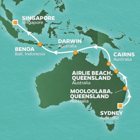 Map of Australia & Bali Voyage