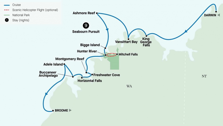 Map of Kimberley Coastal Expedition 2025