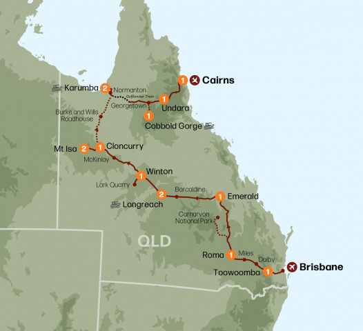 Map of Longreach & Outback Queensland Spectacular 2025