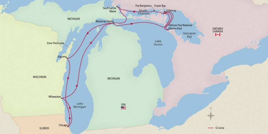 Map of Great Lakes Treasures