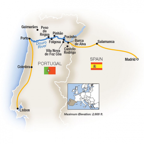 Map of Exploring the Douro with Lisbon & Madrid