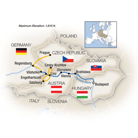 Map of River Cruising - The Blue Danube