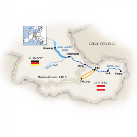 Map of Christmas Markets Along the Danube