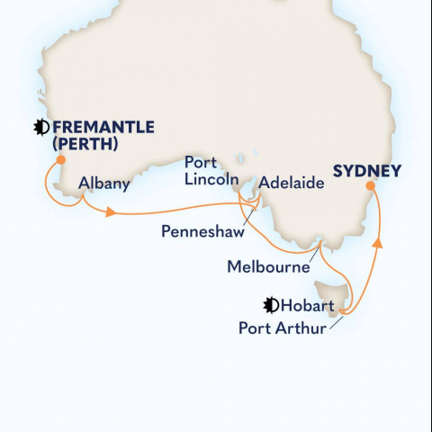 Map of Half Circumnavigation of Australia