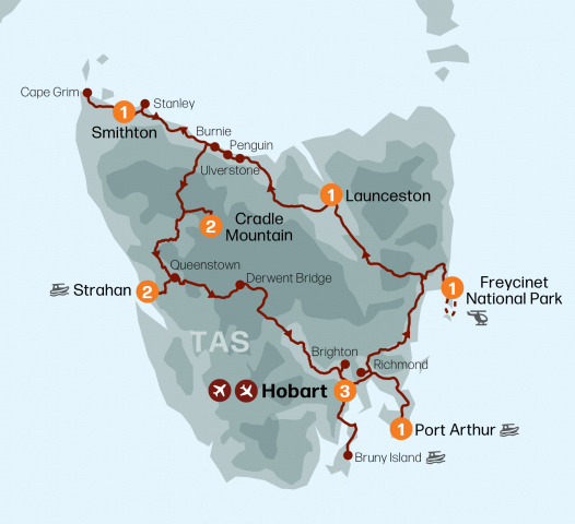 Map of Tasmanian Wilderness Explorer 2025