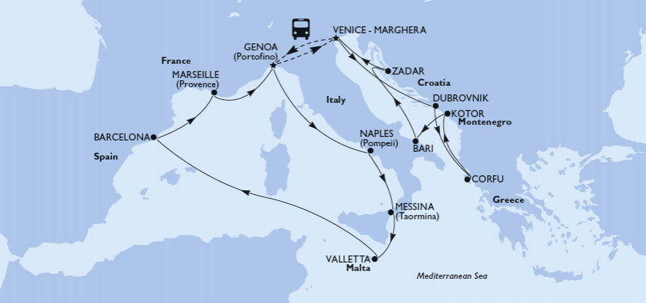 Map of Grand Mediterranean Voyage