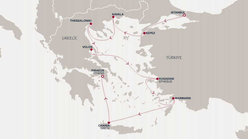 Map of A Journey to Greece and Turkey