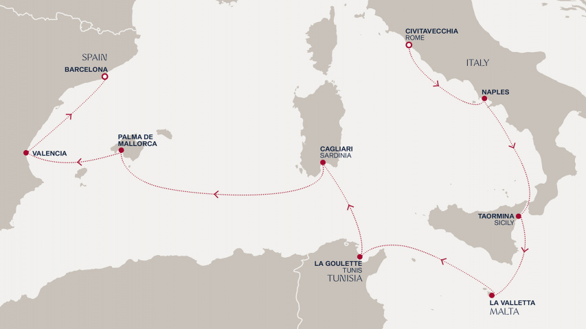 Map of A Journey to Malta, Italy & Spain