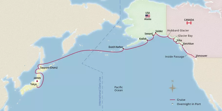 Map of North Pacific Passage - with Rocky Mountaineer