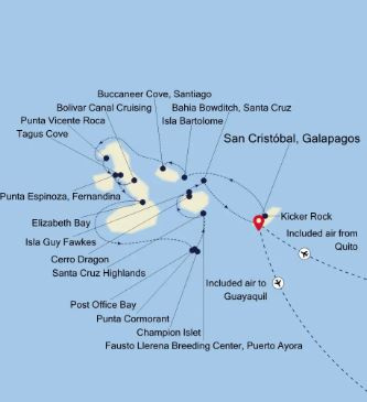 Map of Luxury Galapagos Adventure