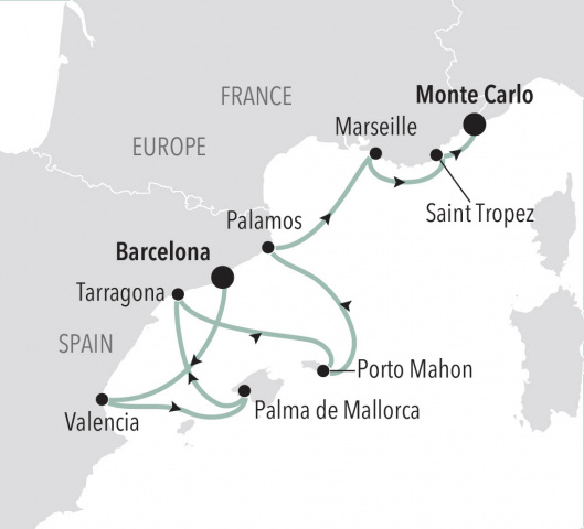 Map of Barcelona to Monte Carlo