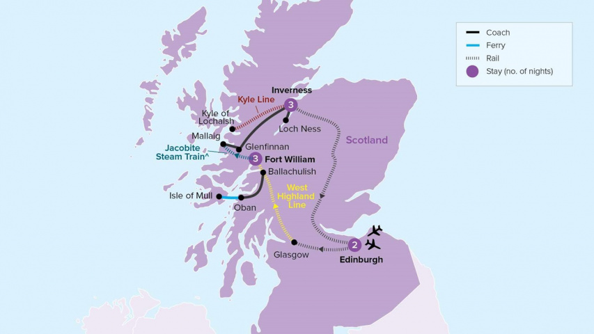 Map of Edinburgh, The Highlands & Islands