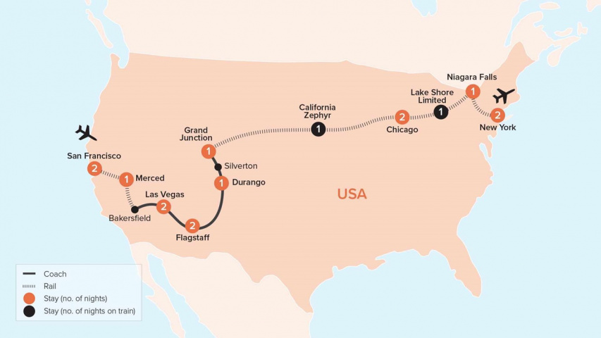 Map of Grand Tour of America