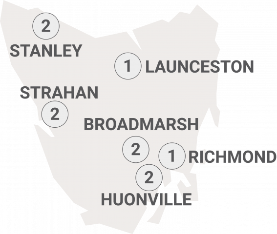 Map of Tasmania Boutique Stays