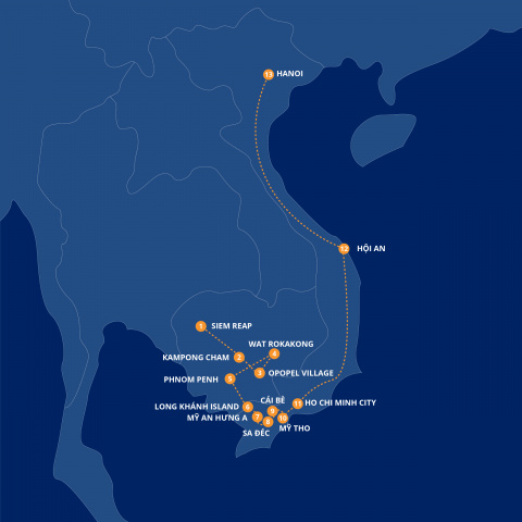 Map of Vietnam Foodie Tour with Manu Feildel & Luxury Mek