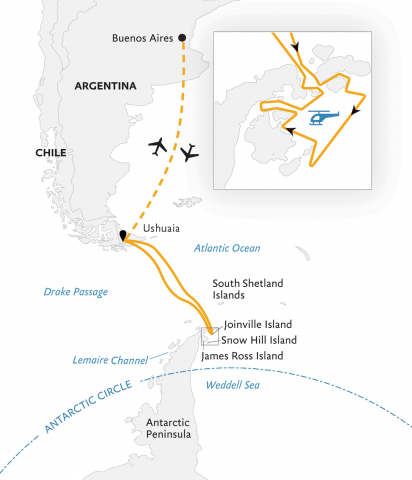 Map of Antarctica by Helicopter