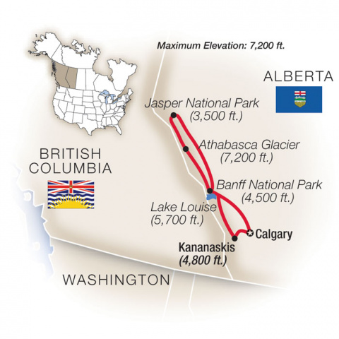 Map of Best of the Canadian Rockies