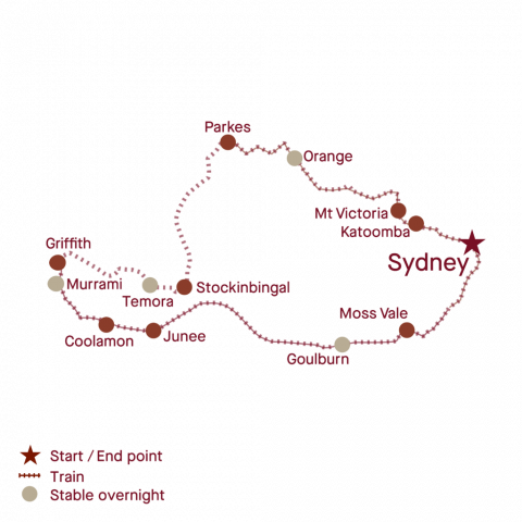 Map of Riverina Rail Tour