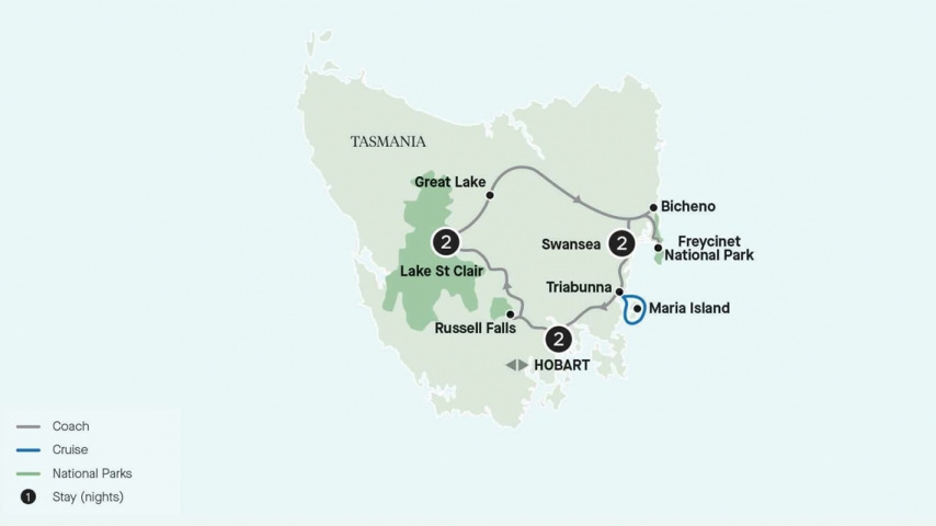 Map of Tasmania Wilderness Escape