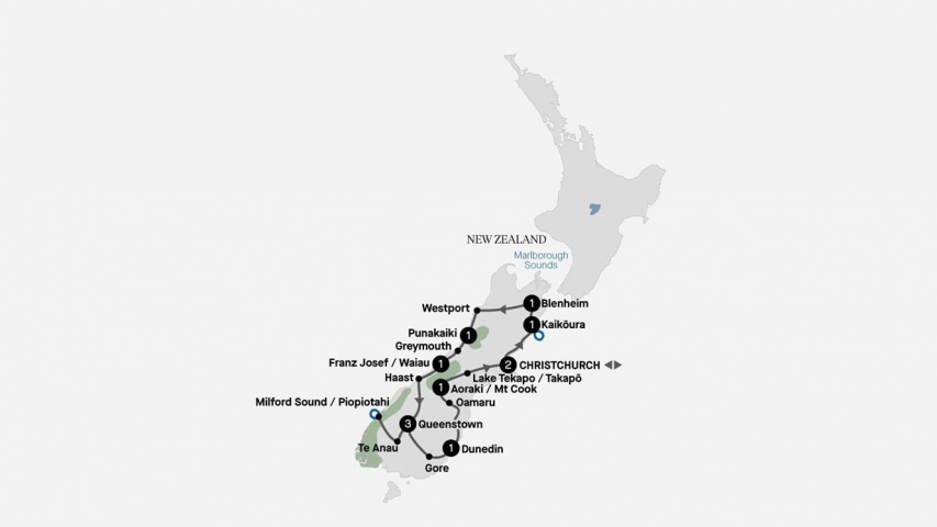 Map of South Island Odyssey