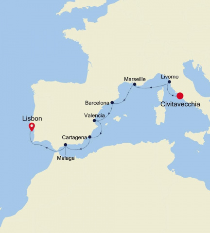 Map of Italian & Spanish Coastline Discovery