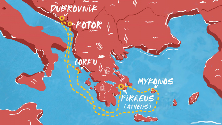 Map of Corfu & Dubrovnik