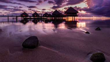 Tahiti beach bungalows sunset 351737033 s